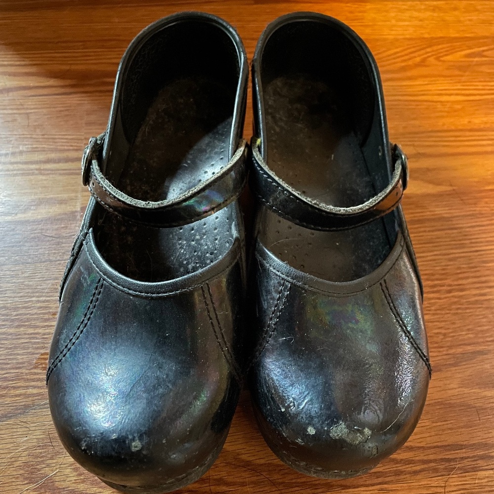 Oiled Black Dansko Marcelle Mary-Jane Style Clogs size 39